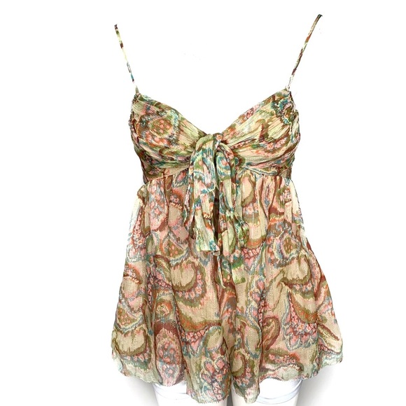 Robert Rodriguez Tops - Robert Rodriguez Pink Printed Silk Cami Top Size 8